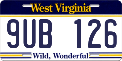 WV license plate 9UB126