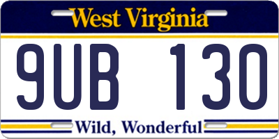 WV license plate 9UB130