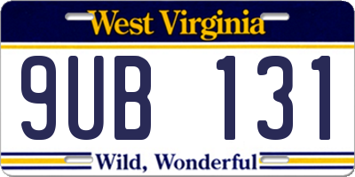 WV license plate 9UB131