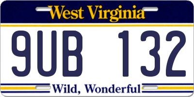 WV license plate 9UB132