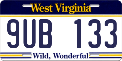 WV license plate 9UB133