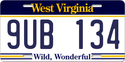 WV license plate 9UB134