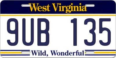 WV license plate 9UB135