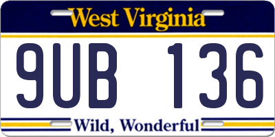 WV license plate 9UB136