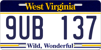 WV license plate 9UB137