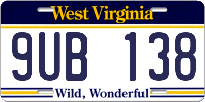 WV license plate 9UB138