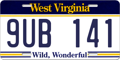 WV license plate 9UB141