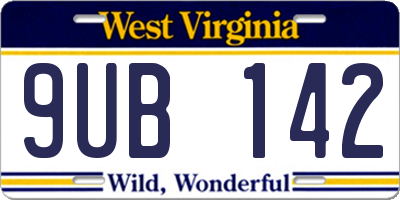 WV license plate 9UB142