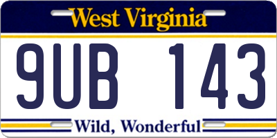 WV license plate 9UB143