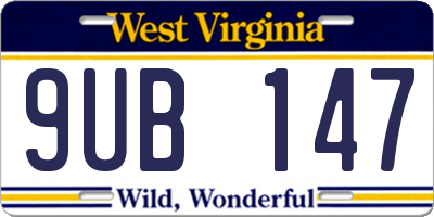 WV license plate 9UB147