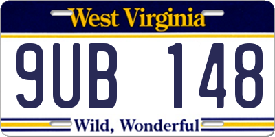 WV license plate 9UB148
