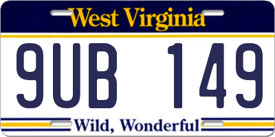 WV license plate 9UB149