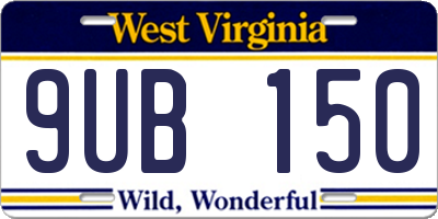 WV license plate 9UB150