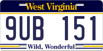 WV license plate 9UB151