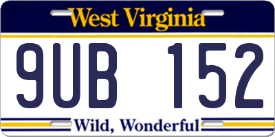 WV license plate 9UB152