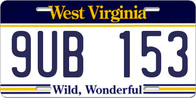 WV license plate 9UB153