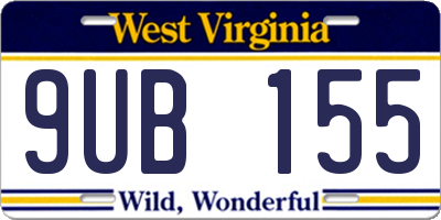 WV license plate 9UB155