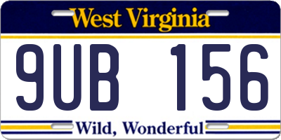 WV license plate 9UB156