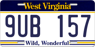 WV license plate 9UB157