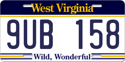 WV license plate 9UB158