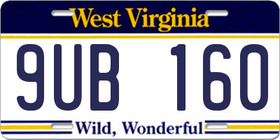 WV license plate 9UB160