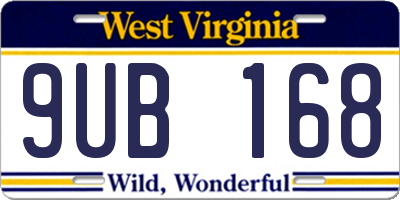 WV license plate 9UB168