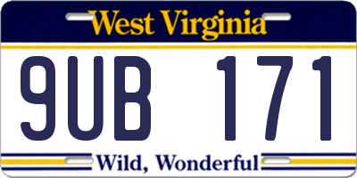 WV license plate 9UB171