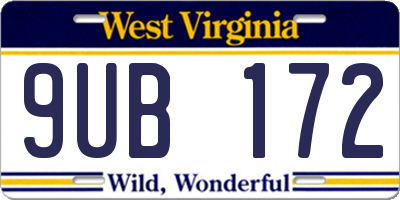 WV license plate 9UB172