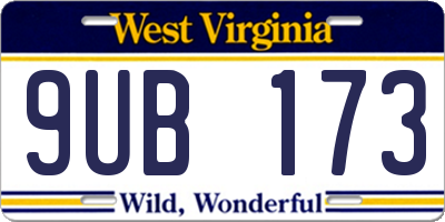 WV license plate 9UB173
