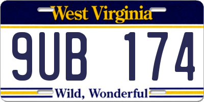 WV license plate 9UB174
