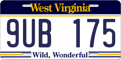 WV license plate 9UB175
