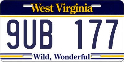 WV license plate 9UB177