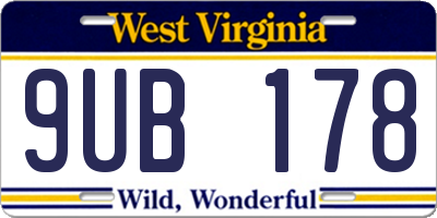 WV license plate 9UB178