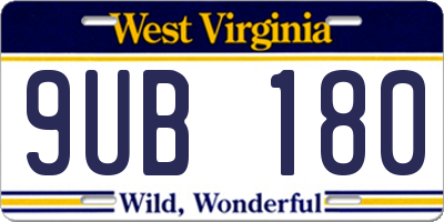 WV license plate 9UB180