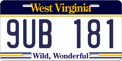 WV license plate 9UB181