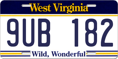 WV license plate 9UB182