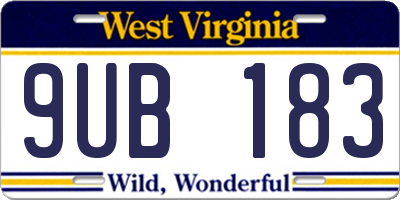 WV license plate 9UB183