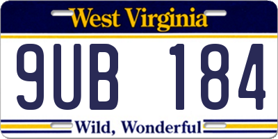 WV license plate 9UB184