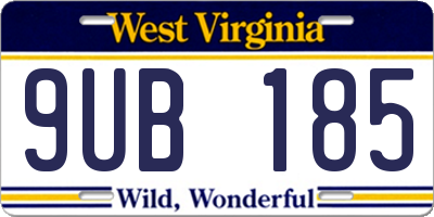 WV license plate 9UB185