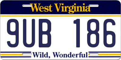 WV license plate 9UB186