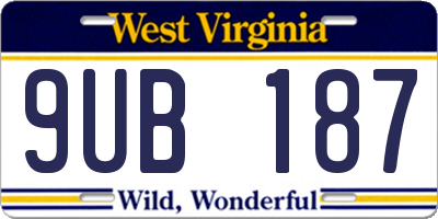 WV license plate 9UB187
