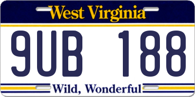 WV license plate 9UB188