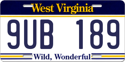 WV license plate 9UB189