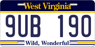 WV license plate 9UB190