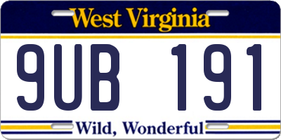 WV license plate 9UB191