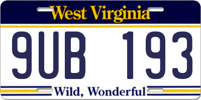 WV license plate 9UB193