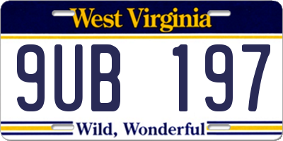 WV license plate 9UB197
