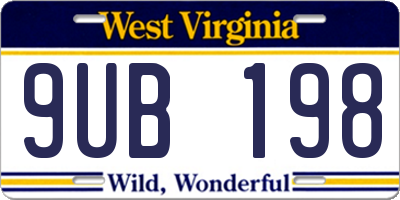 WV license plate 9UB198