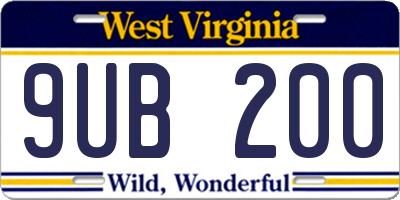 WV license plate 9UB200