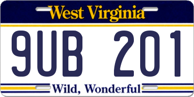 WV license plate 9UB201